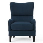 Fauteuil d'appoint dossier haut en velours bleu marine 27 avec dossier à oreilles