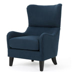Fauteuil d'appoint dossier haut en velours bleu marine 27 avec dossier à oreilles