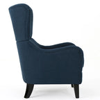 Fauteuil d'appoint dossier haut en velours bleu marine 27 avec dossier à oreilles