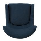 Fauteuil d'appoint dossier haut en velours bleu marine 27 avec dossier à oreilles