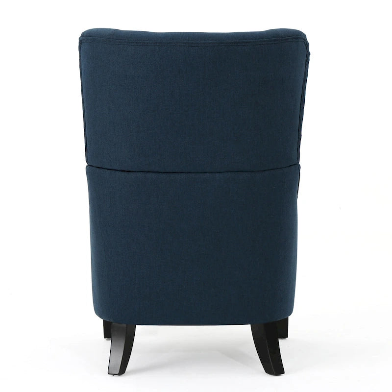 Fauteuil d'appoint dossier haut en velours bleu marine 27 avec dossier à oreilles