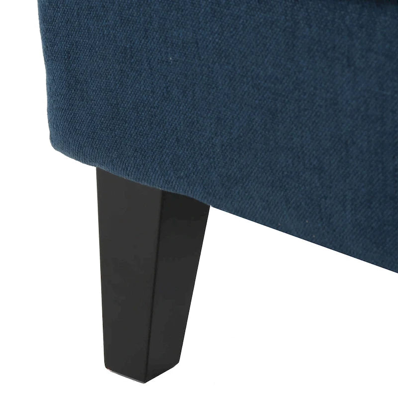 Fauteuil d'appoint dossier haut en velours bleu marine 27 avec dossier à oreilles