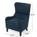 Fauteuil d'appoint dossier haut en velours bleu marine 27 avec dossier à oreilles