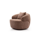 Fauteuil pivotant tonneau moderne marron de 34,6 po avec cadre en bois massif