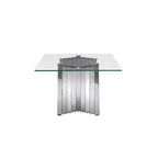 Table basse avec plateau en verre trempé et piètement en acier inoxydable finition miroir doré