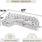 127 Canapé d'angle modulable en velours côtelé avec 10 oreillers, mousse haute résilience, aucun assemblage requis