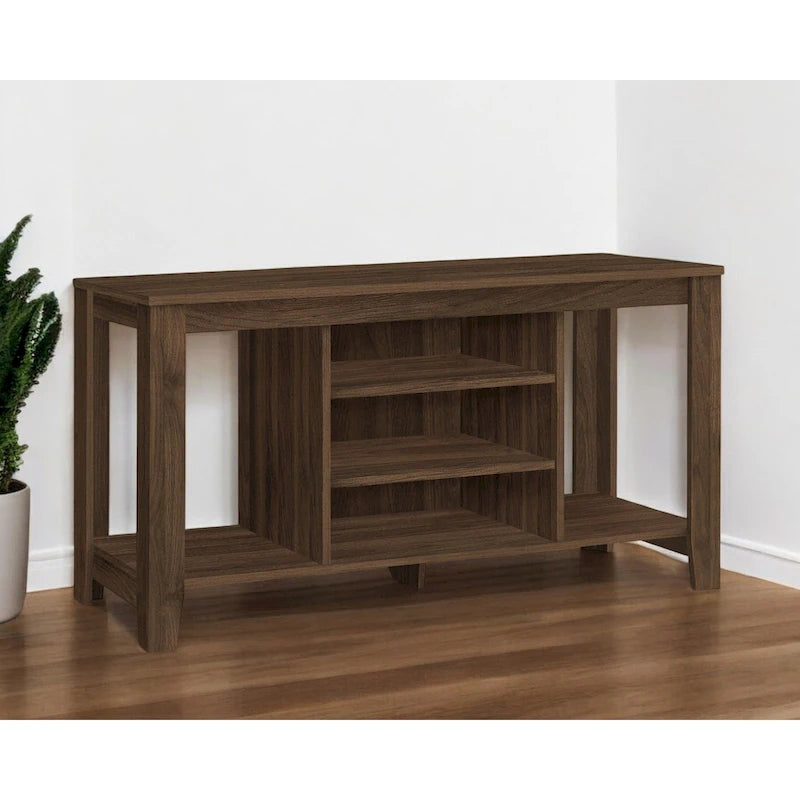Meuble TV à étagères ouvertes en bois marron - 121,3 cm X 61,6 cm X 43,8 cm