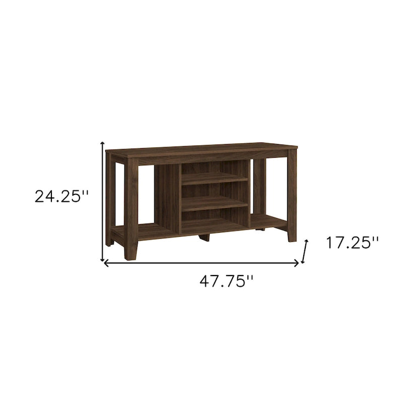 Meuble TV à étagères ouvertes en bois marron - 121,3 cm X 61,6 cm X 43,8 cm