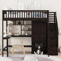 Lit mezzanine nordique créatif en bois, taille double, avec étagère, tiroirs, bureau et armoire de rangement, pour enfants, adolescents et adultes