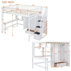 Lit mezzanine nordique créatif en bois, taille double, avec étagère, tiroirs, bureau et armoire de rangement, pour enfants, adolescents et adultes