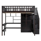Lit mezzanine nordique créatif en bois, taille double, avec étagère, tiroirs, bureau et armoire de rangement, pour enfants, adolescents et adultes