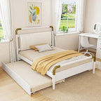 Lit plateforme Queen en bois avec 2 tiroirs et lit gigogne double XL