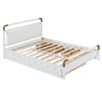 Lit plateforme Queen en bois avec 2 tiroirs et lit gigogne double XL