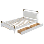 Lit plateforme Queen en bois avec 2 tiroirs et lit gigogne double XL