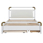 Lit plateforme Queen en bois avec 2 tiroirs et lit gigogne double XL