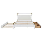 Lit plateforme Queen en bois avec 2 tiroirs et lit gigogne double XL