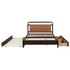 Lit plateforme Queen en bois avec 2 tiroirs et lit gigogne double XL