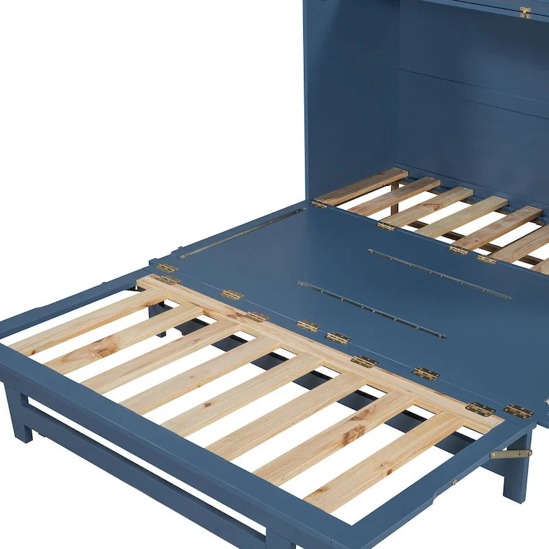 Lit escamotable Queen avec meuble de rangement, multifonctionnel, capacité de 180 kg