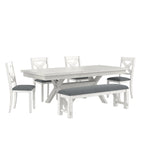 Table de salle à manger avec banc, table de salle à manger rectangulaire extensible en bois massif et 4 chaises de salle à manger en bois massif