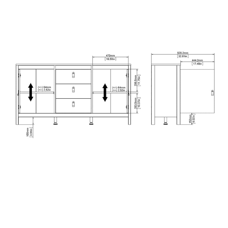 Buffet 2 portes 3 tiroirs Madrid