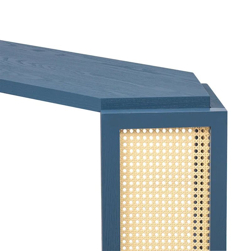 Table d'entrée étroite de modèle, dessus irrégulier avec rotin pour le salon