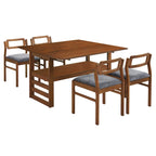 Ensemble table et chaises de salle à manger extensibles en bois, ensemble table et chaises de salle à manger du milieu du siècle avec 2 rallonges et étagère de rangement