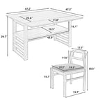 Ensemble table et chaises de salle à manger extensibles en bois, ensemble table et chaises de salle à manger du milieu du siècle avec 2 rallonges et étagère de rangement