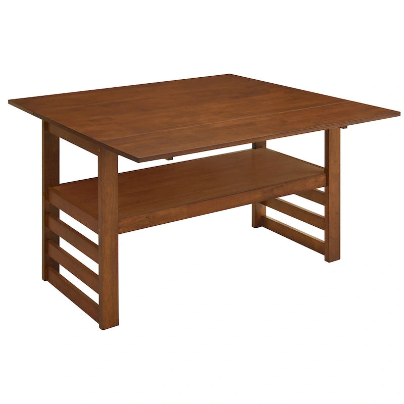 Ensemble table et chaises de salle à manger extensibles en bois, ensemble table et chaises de salle à manger du milieu du siècle avec 2 rallonges et étagère de rangement