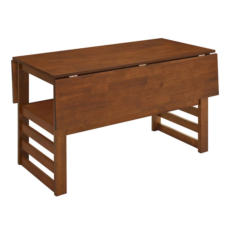 Ensemble table et chaises de salle à manger extensibles en bois, ensemble table et chaises de salle à manger du milieu du siècle avec 2 rallonges et étagère de rangement