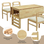 Ensemble table et chaises de salle à manger extensibles en bois, ensemble table et chaises de salle à manger du milieu du siècle avec 2 rallonges et étagère de rangement
