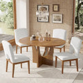 Table à manger ronde moderne 5 pièces avec rallonge amovible de 16,2 po