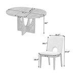 Table à manger ronde moderne 5 pièces avec rallonge amovible de 16,2 po