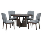 Table à manger ronde moderne 5 pièces avec rallonge amovible de 16,2 po