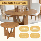 Table à manger ronde moderne 5 pièces avec rallonge amovible de 16,2 po
