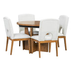 Table à manger ronde moderne 5 pièces avec rallonge amovible de 16,2 po