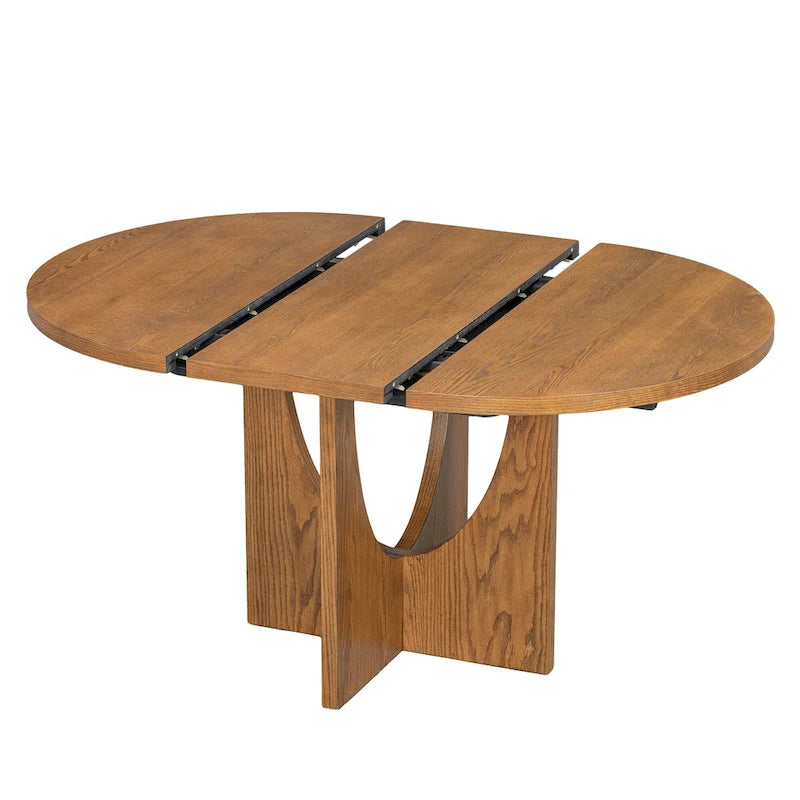 Table à manger ronde moderne 5 pièces avec rallonge amovible de 16,2 po