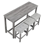 Ensemble table de bar et 3 tabourets de bar avec prise de courant, ensembles de chaises de table à manger en bois pour coin repas de cuisine