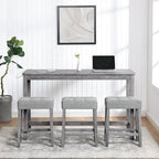 Ensemble table de bar et 3 tabourets de bar avec prise de courant, ensembles de chaises de table à manger en bois pour coin repas de cuisine