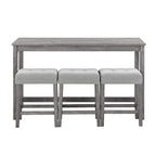 Ensemble table de bar et 3 tabourets de bar avec prise de courant, ensembles de chaises de table à manger en bois pour coin repas de cuisine