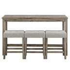 Ensemble table de bar et 3 tabourets de bar avec prise de courant, ensembles de chaises de table à manger en bois pour coin repas de cuisine