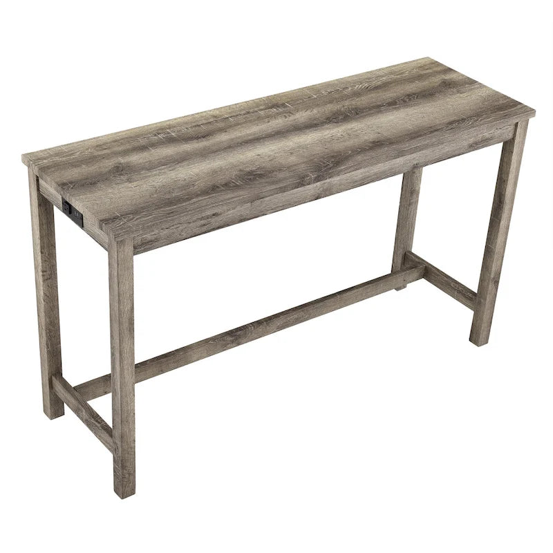 Ensemble table de bar et 3 tabourets de bar avec prise de courant, ensembles de chaises de table à manger en bois pour coin repas de cuisine