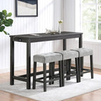Ensemble table de bar et 3 tabourets de bar avec prise de courant, ensembles de chaises de table à manger en bois pour coin repas de cuisine