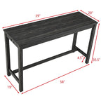 Ensemble table de bar et 3 tabourets de bar avec prise de courant, ensembles de chaises de table à manger en bois pour coin repas de cuisine