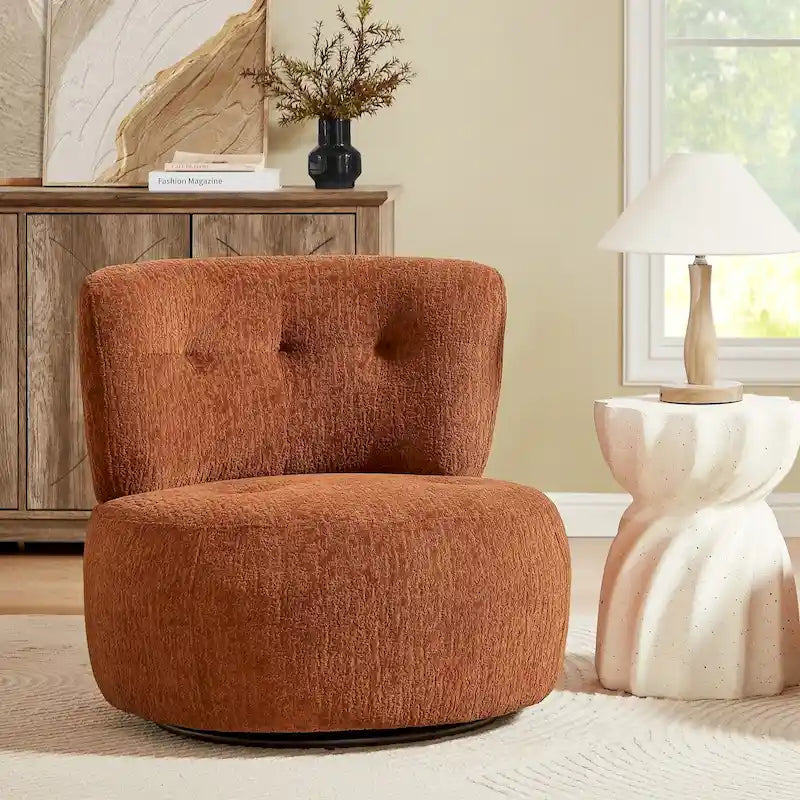 Fauteuil d'appoint pivotant en flanelle Art Leon