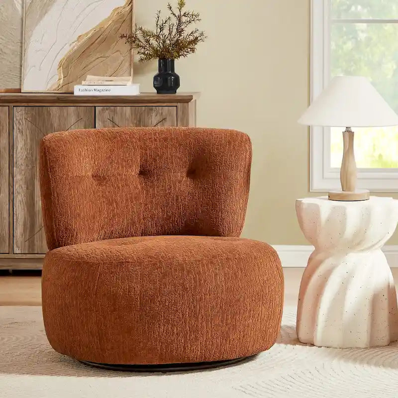 Fauteuil d'appoint pivotant en flanelle Art Leon