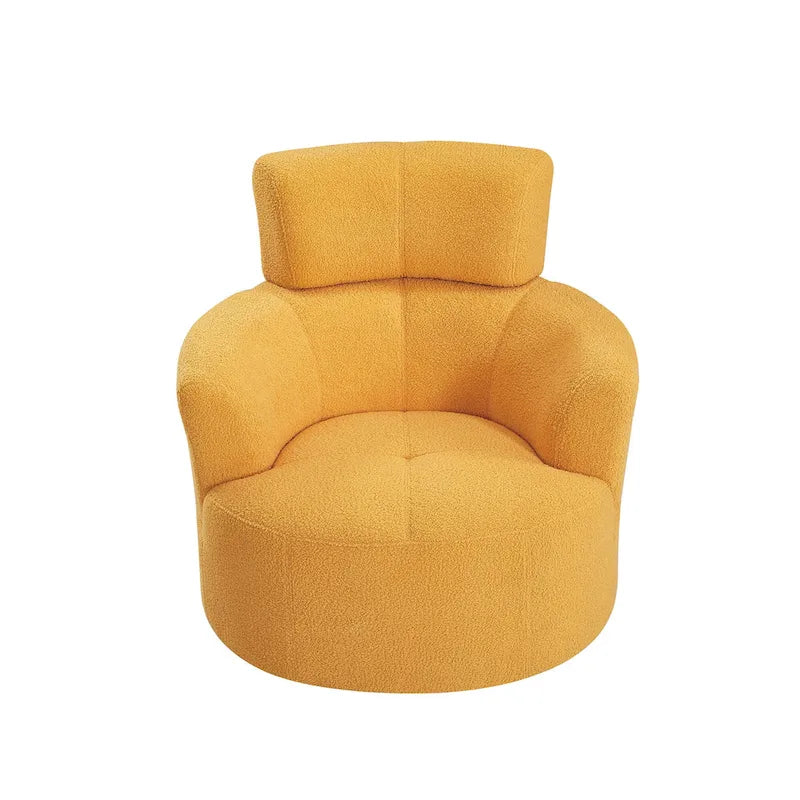 Fauteuil pivotant à 360°, Fauteuil cylindrique rembourré avec appui-tête réglable, Canapé-fauteuil rond pivotant moderne pour salon