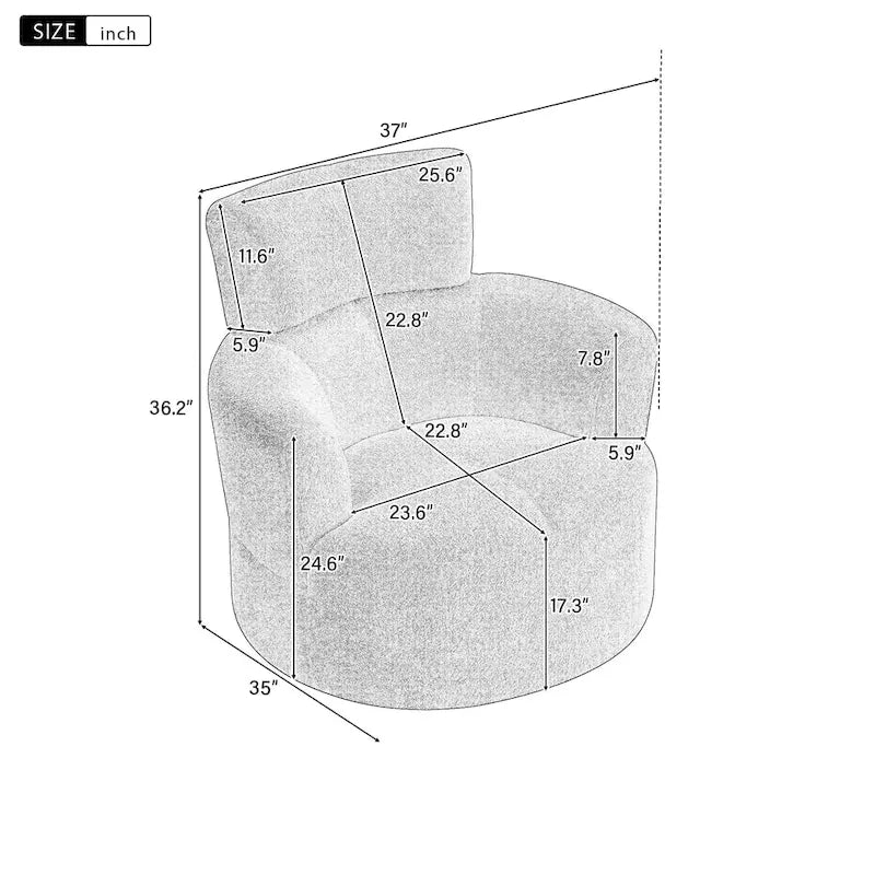 Fauteuil pivotant à 360°, Fauteuil cylindrique rembourré avec appui-tête réglable, Canapé-fauteuil rond pivotant moderne pour salon