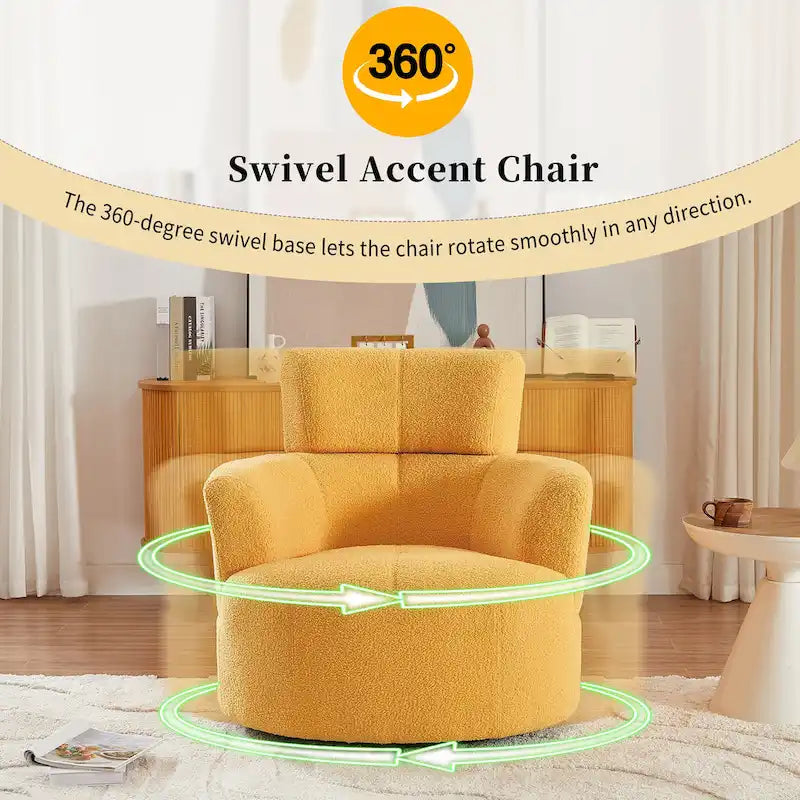 Fauteuil pivotant à 360°, Fauteuil cylindrique rembourré avec appui-tête réglable, Canapé-fauteuil rond pivotant moderne pour salon