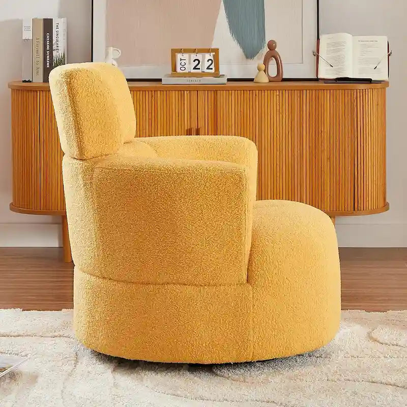 Fauteuil pivotant à 360°, Fauteuil cylindrique rembourré avec appui-tête réglable, Canapé-fauteuil rond pivotant moderne pour salon