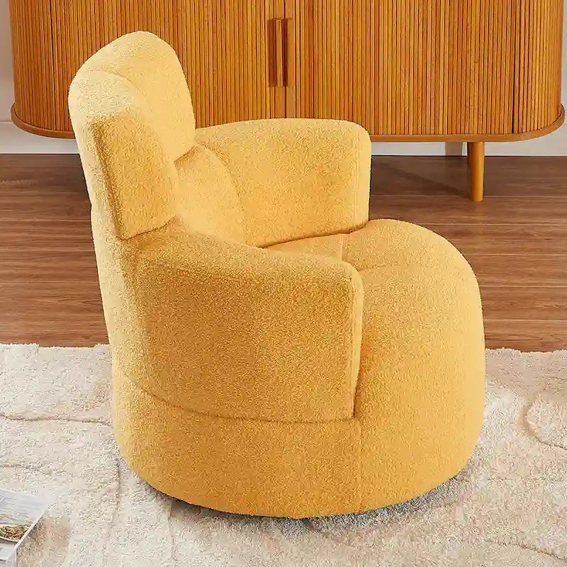 Fauteuil pivotant à 360°, Fauteuil cylindrique rembourré avec appui-tête réglable, Canapé-fauteuil rond pivotant moderne pour salon